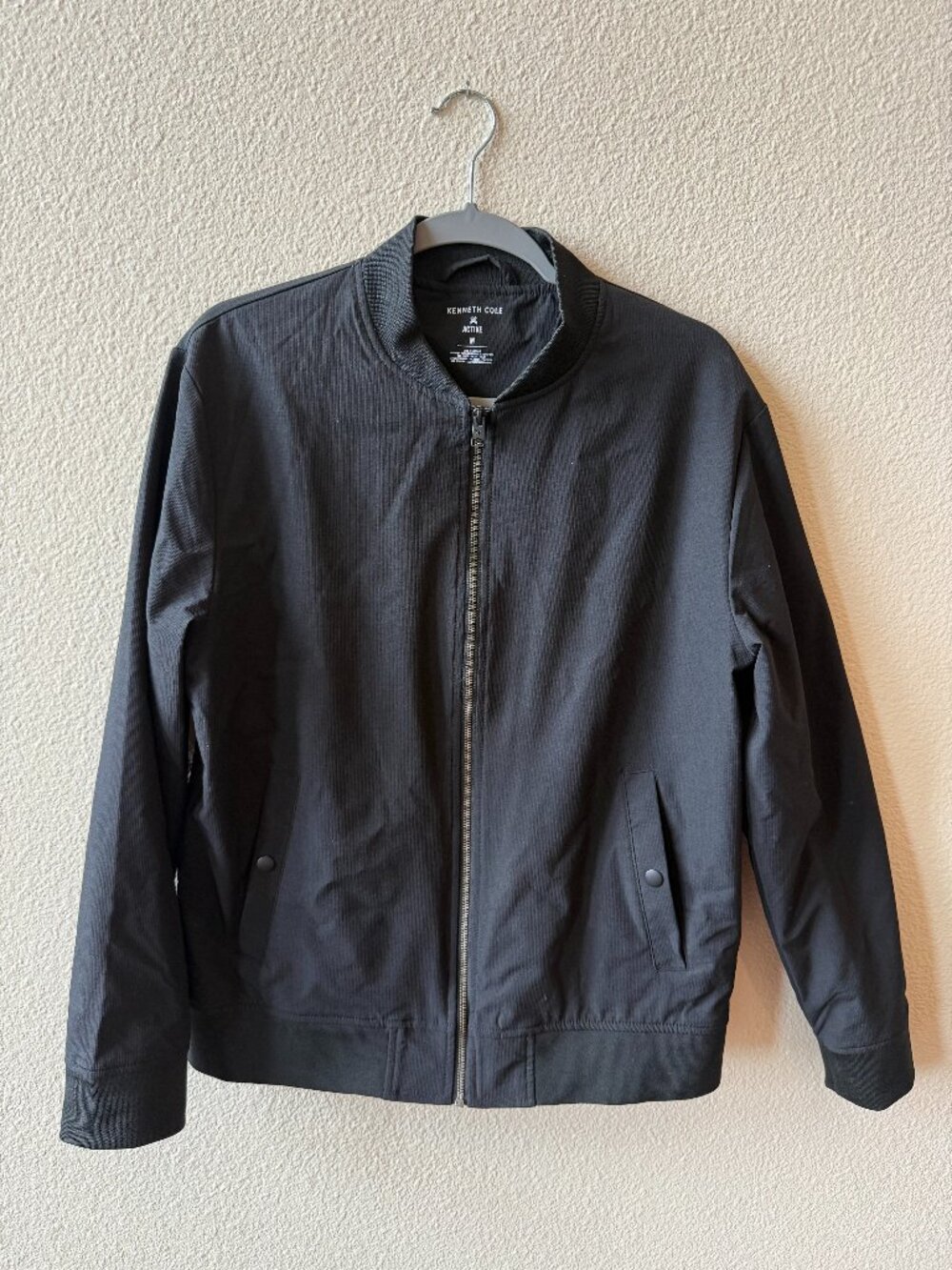 Kenneth Cole Active Black Bomber Jacket Men's M Lightweight Zip Up